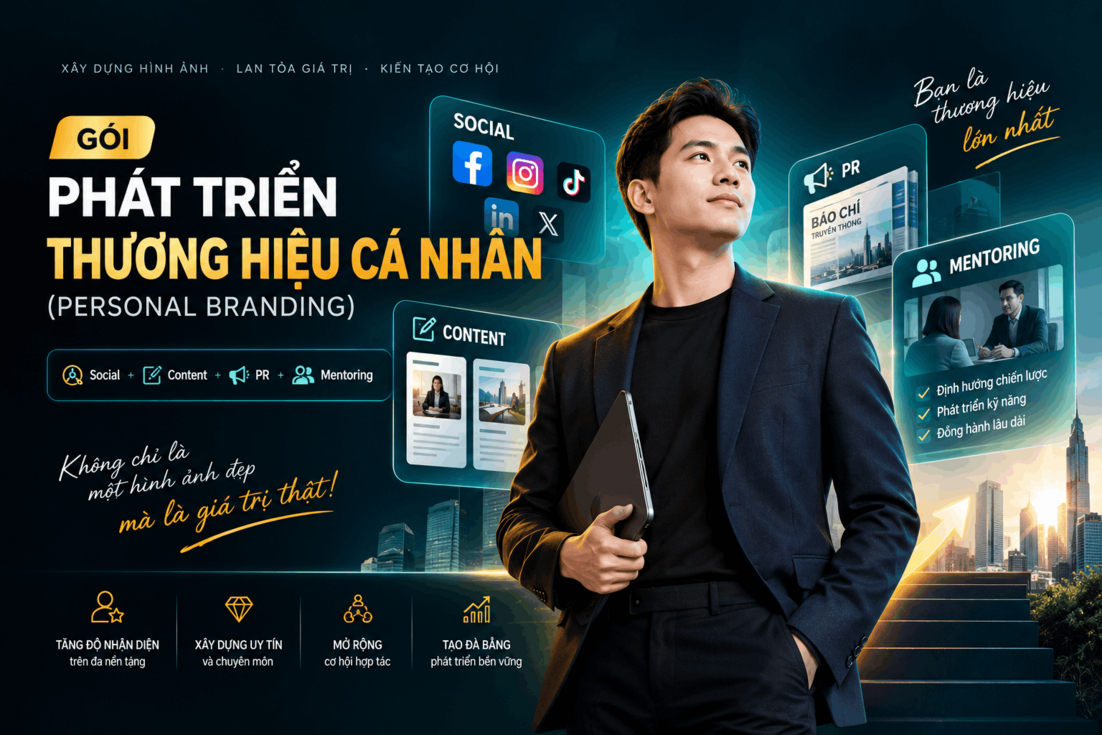 Gói Phát Triển Thương Hiệu Cá Nhân (Personal Branding) — Social + Content + PR + Mentoring