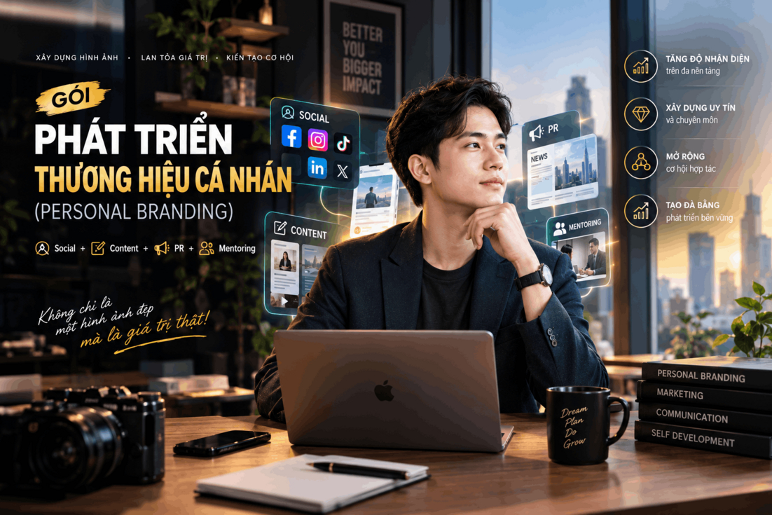 Gói Phát Triển Thương Hiệu Cá Nhân (Personal Branding) — Social + Content + PR + Mentoring